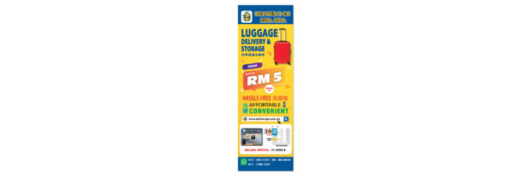 Bright bunting design with luggage delivery pricing