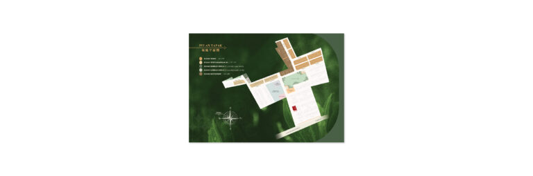 Pelan Tapak real estate display board graphic design with detailed legend and compass direction.