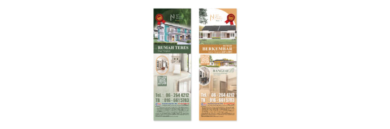Property promotion bunting showing double-storey terrace house design