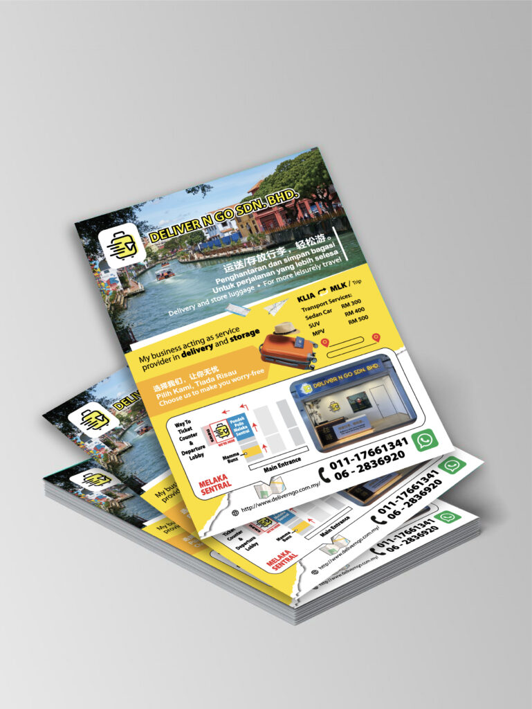 Storage and luggage transport flyer design with bold yellow branding