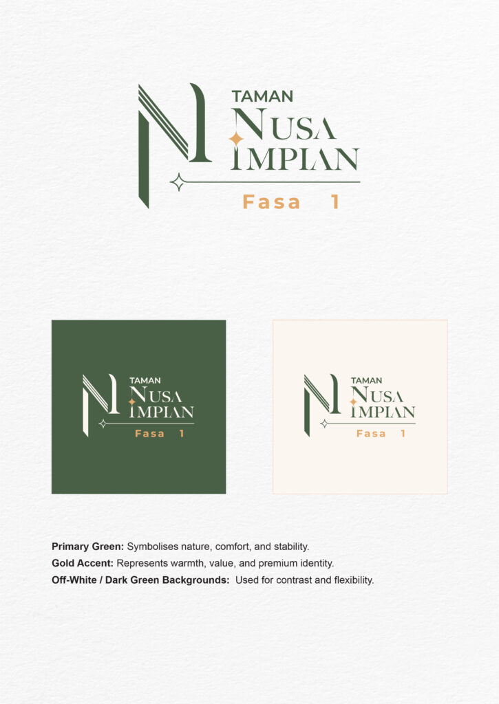 Modern serif and monogram logo for Taman Nusa Impian housing project.