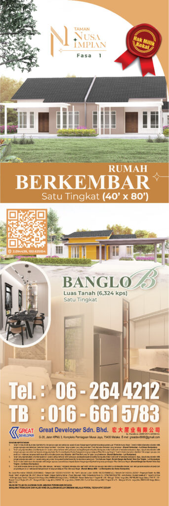Property marketing bunting for Rumah Berkembar Satu Tingkat at Taman Nusa Impian