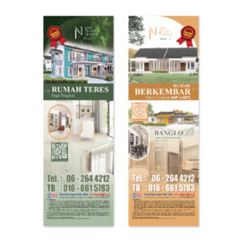 Property promotion bunting showing double-storey terrace house design