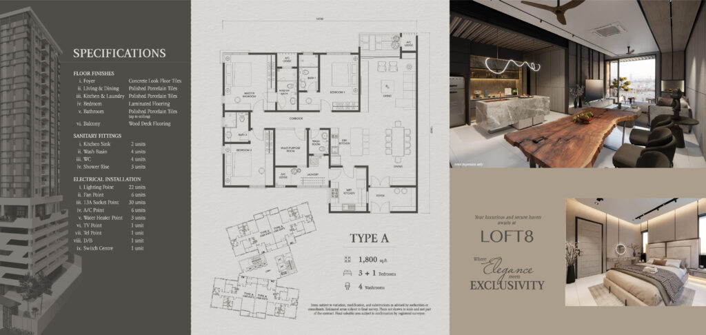 Spacious one-bedroom apartment interior at Loft 8 with natural light