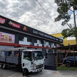 Embossed signage installation for GHS Food Industries factory frontage