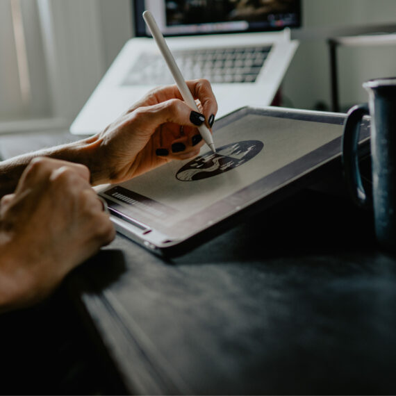 Designer creating a professional business logo